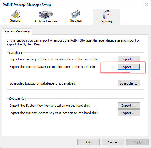 PoINT Storage Manager Upgrade (Screenshot)