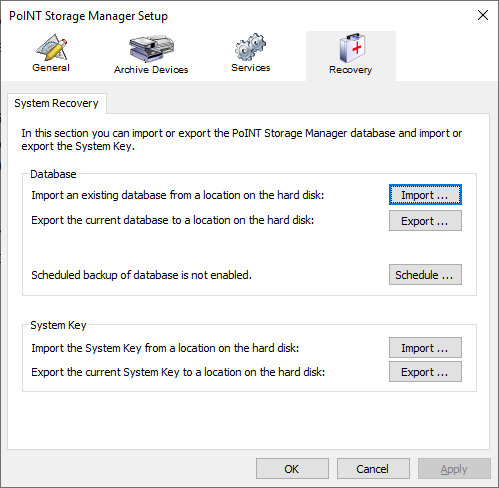 PoINT Storage Manager Database Recovery + Backup