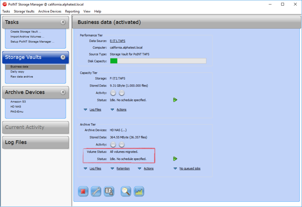 PoINT Storage Manager Upgrade (Screenshot)